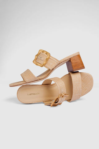 Maria Sandal Beige Raffia Sandal Larroudé