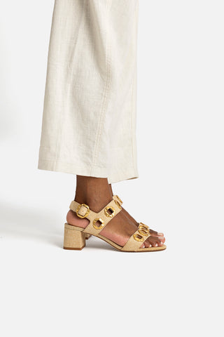 Milan Sandal In Beige Raffia Sandal Larroudé