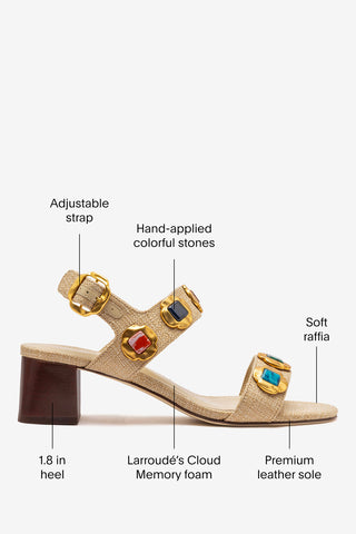 Milan Gioiello Block Sandal In Beige Raffia