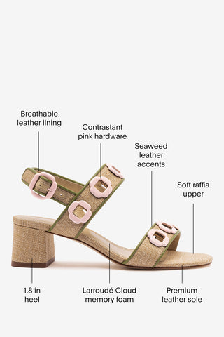 Milan Sandal In Beige Raffia and Seaweed Leather