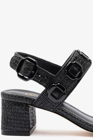 Milan Sandal In Black Wave Raffia