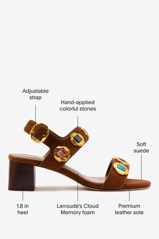 Milan Gioiello Block Sandal In Burnt Umber Leather Sandal Larroudé