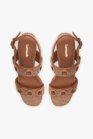 Milan Sandal In Caramel Wave Raffia