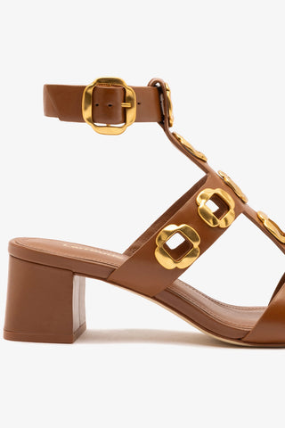 Milan Gladiator Block Sandal In Caramel Leather