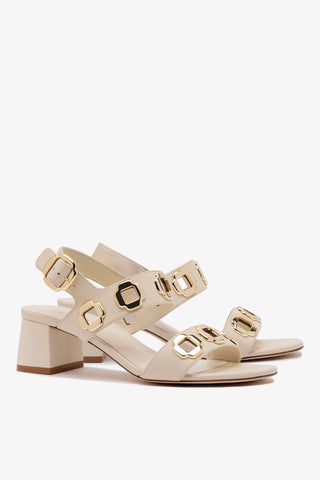 Milan Sandal In Ivory Leather Womens - Shoes - Sandals Larroudé