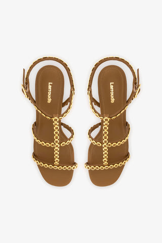 Milanina Block Sandal In Russet Leather