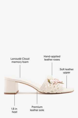 Larroudé x Tanner Fletcher: Rose Garden Trellis Sandal Ivory Leather Mule Larroudé x Tanner Fletcher