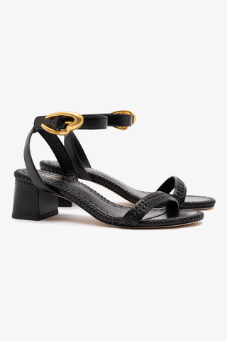 Verona Block Sandal In Black Leather