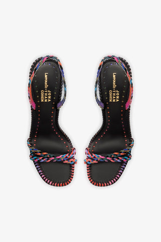 Larroudé x Jonathan Cohen Annie Sandal In Black and Rainbow Leather