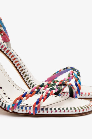 Larroudé x Jonathan Cohen Annie Sandal In White and Rainbow Leather