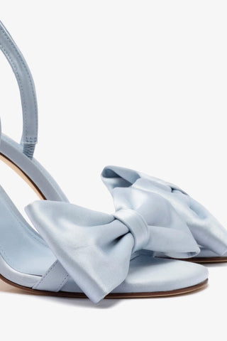 Larroudé for LoveShackFancy Bow Sandal In Ballerina Blue Satin