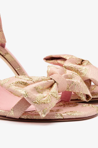 Larroudé for LoveShackFancy Bow Sandal In Sand Brocade