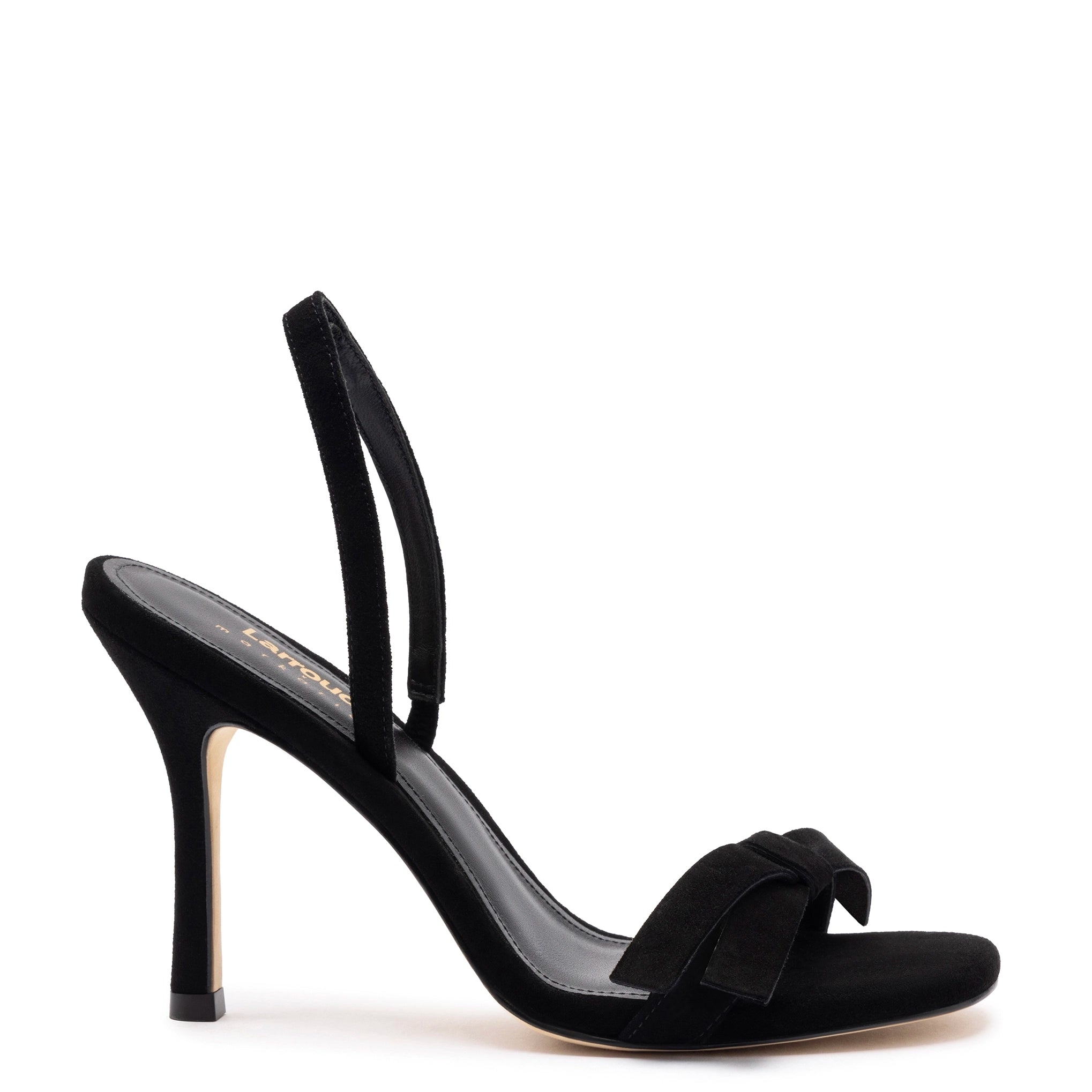 Larroudé x Markarian Sandal In Black Suede