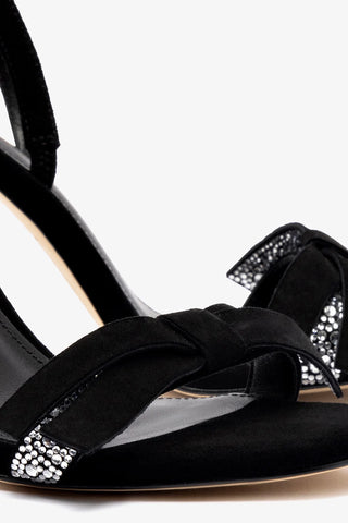 Larroudé x Markarian Sandal In Black Suede and Crystals