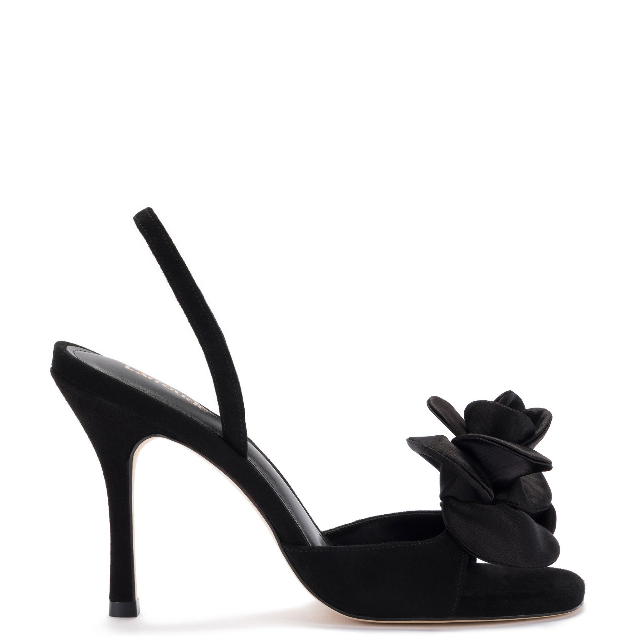 Salma Sandal In Black Suede and Satin