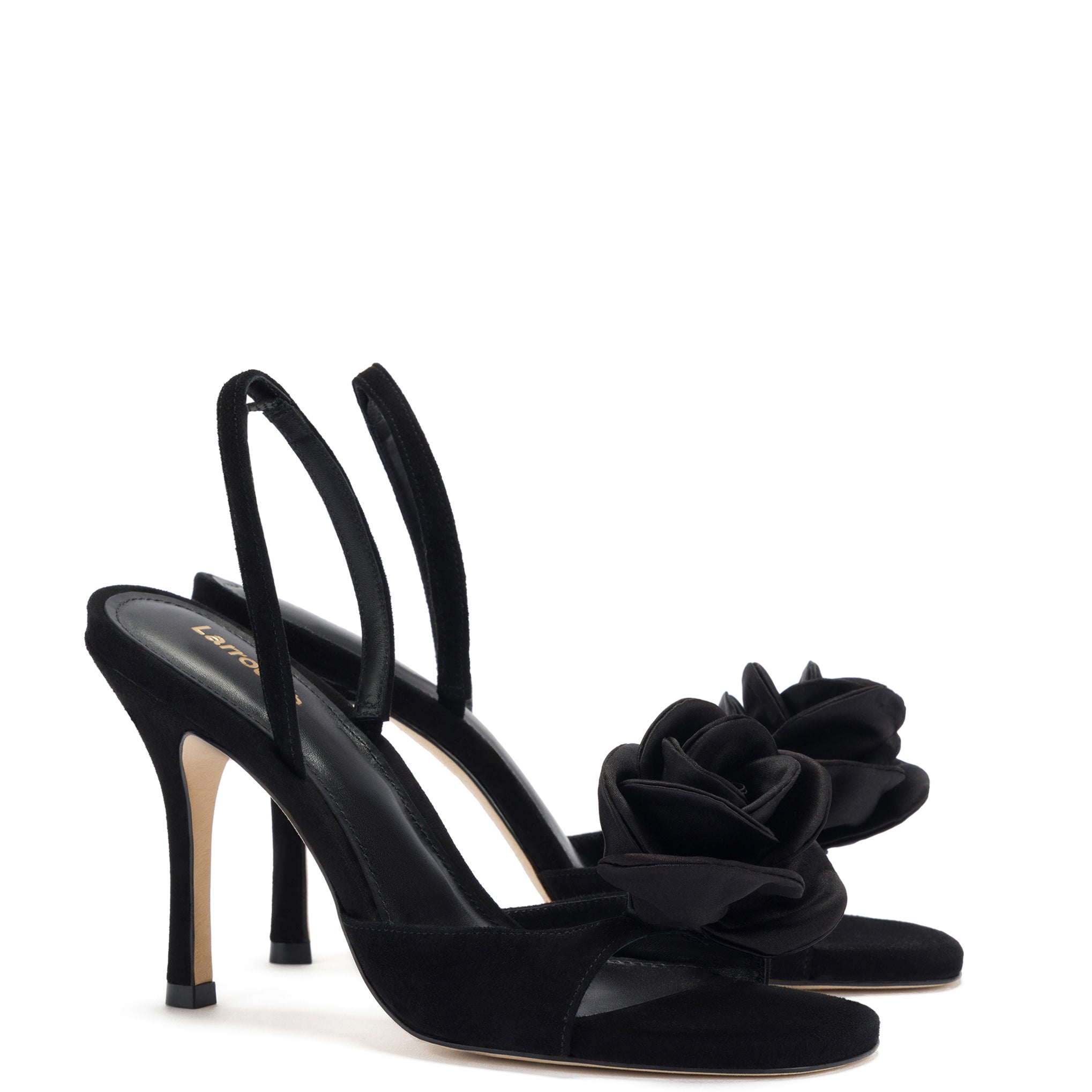 Salma Sandal In Black Suede and Satin