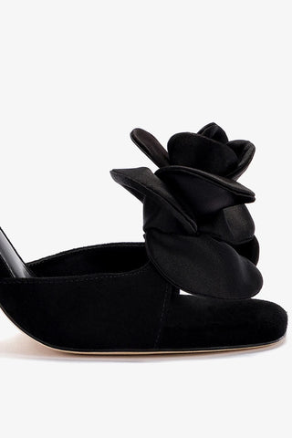 Salma Sandal In Black Suede and Satin