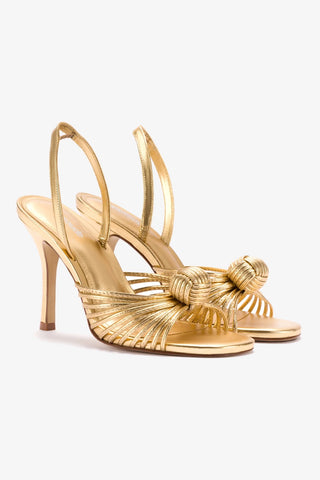 Valerie Slingback Sandal In Gold Metallic Leather