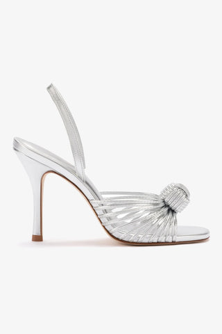 Valerie Slingback Sandal In Silver Metallic Leather