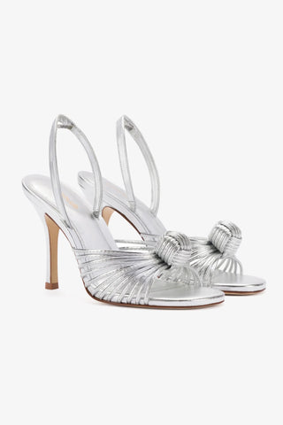 Valerie Slingback Sandal In Silver Metallic Leather