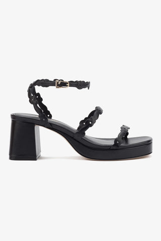 Margherita Block Sandal In Black Leather