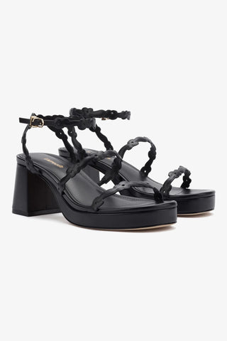 Margherita Block Sandal In Black Leather