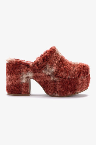 Miso Platform Clog In Berry Plaid Shearling