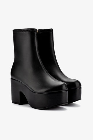 Miso Platform Boot In Black Stretch Leather