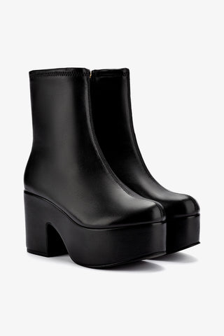 Miso Platform Boot In Black Stretch Leather