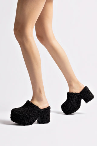 Miso Clog In Black Shearling