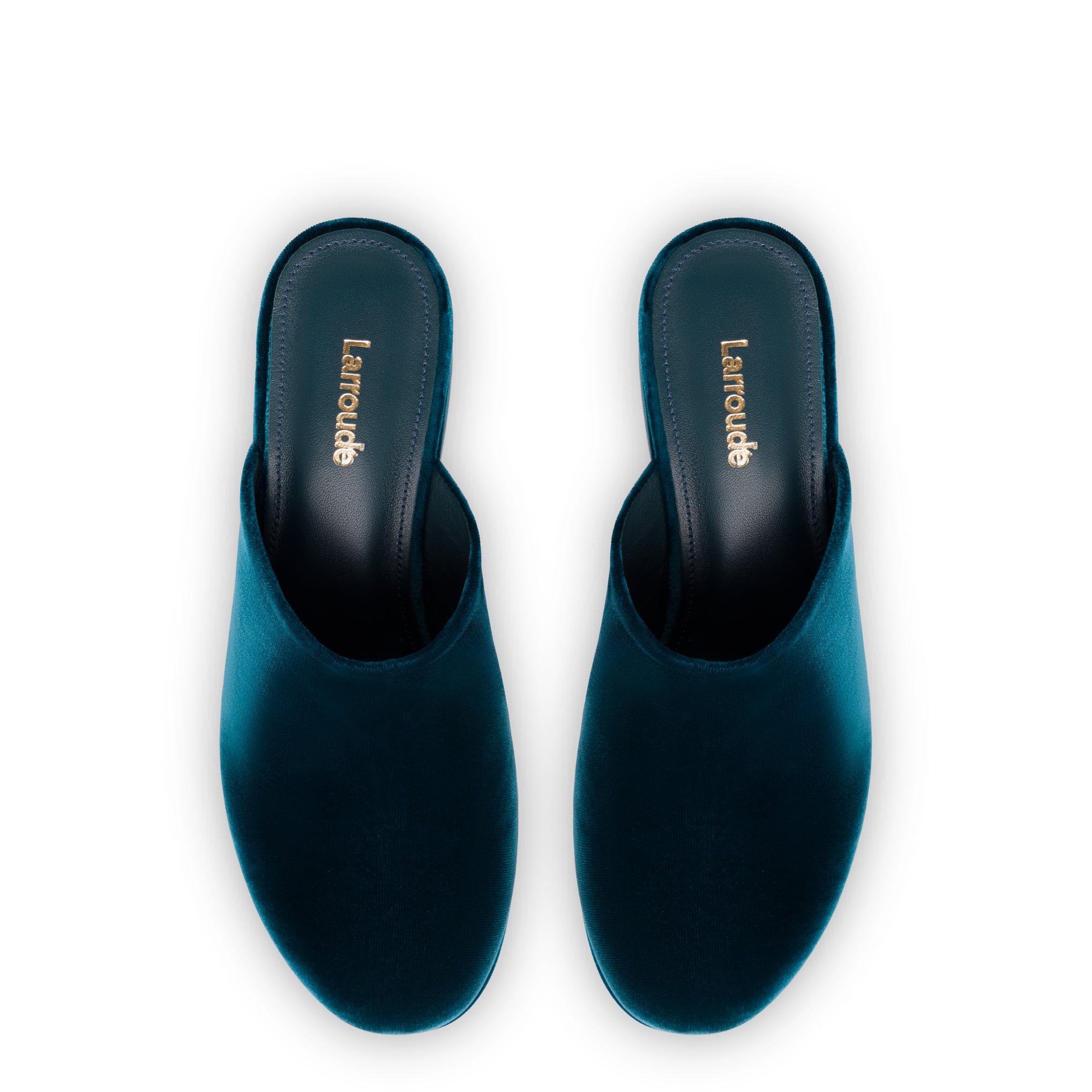 Welt Slide in Slippers with Blue Italian Velvet Two Strapped