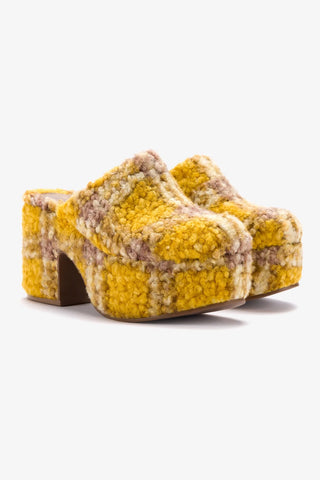 Miso Platform Clog In Dijon Plaid Shearling