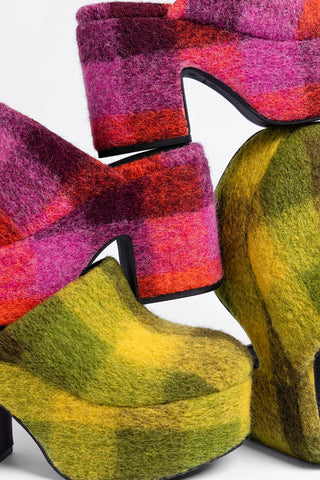 Miso Platform Clog Plum Printed Felt