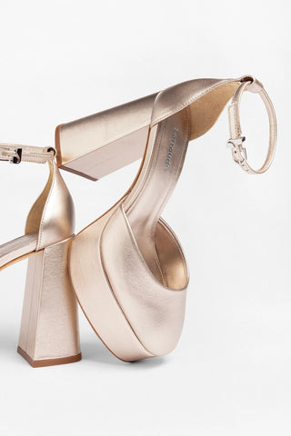 Ari Platform Pump Champagne Leather Pump Larroudé