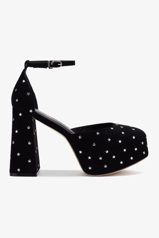 Ari Pump In Black Suede and Silver Stars