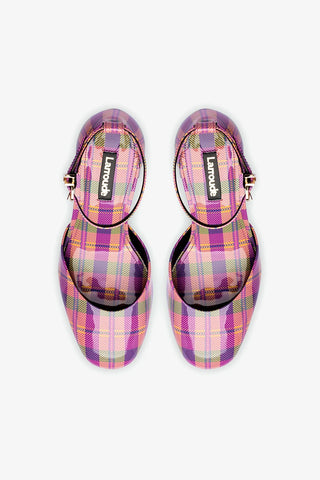 Ari Pump In Pink Tartan Patent Leather