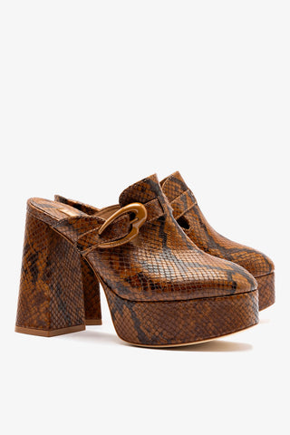 Dolly Verona Clog In Oud Python Embossed Leather