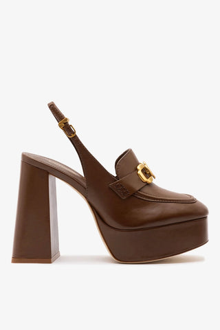 Harrington Hi Loafer In Burnt Umber Leather Pump Larroudé