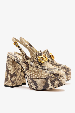 Harrington Loafer Hi In Neutral Snake Stamped Leather