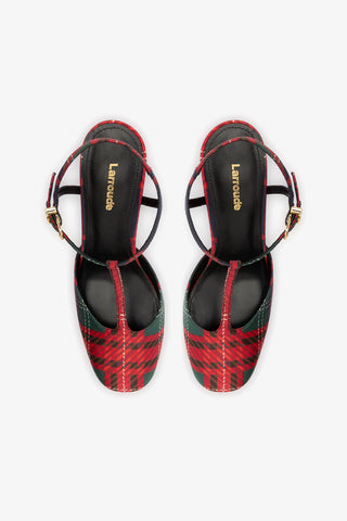Pixie Pump In Red Tartan Satin