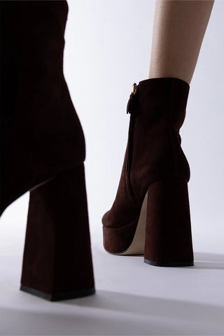 Dolly Platform Boot Brown Suede Boot Larroudé