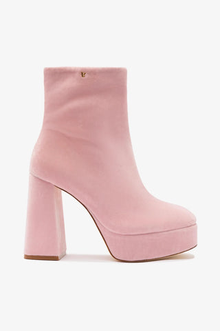 Larroudé for LoveShackFancy Dolly Boot In Pink Velvet