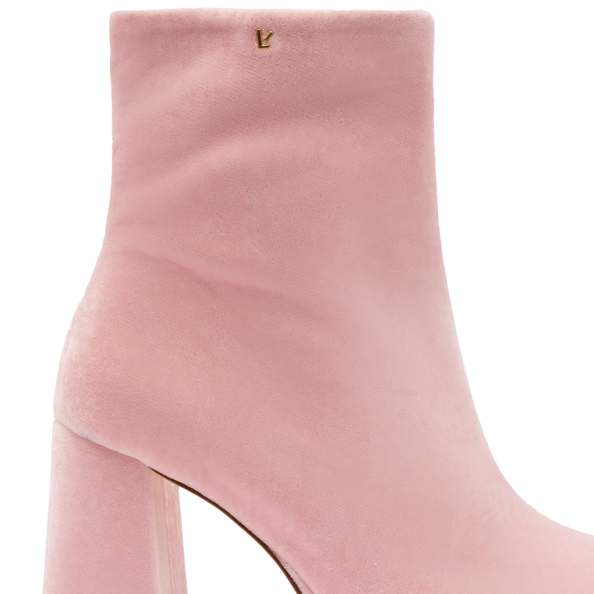 Larroudé for LoveShackFancy Dolly Boot In Pink Velvet