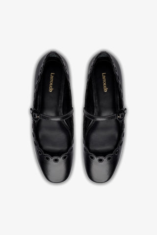 Blair Broderie Ballet Flat In Black Leather