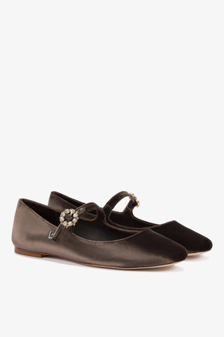 Blair Ballet Flat In Expresso Velvet Ballet Larroudé