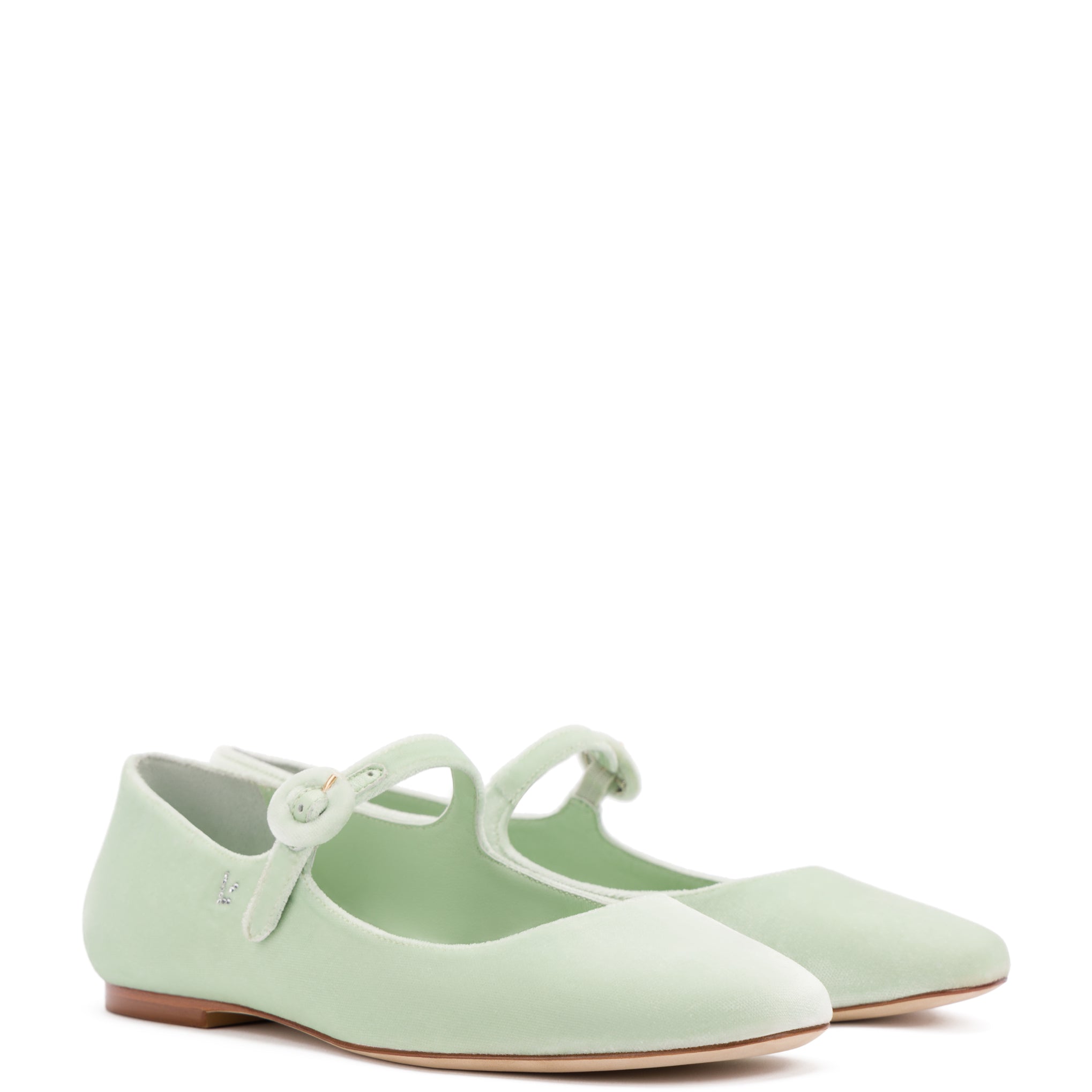 Green velvet 2024 ballet flats