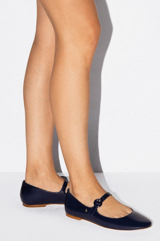 Blair Ballet Flat Indigo Patent Leather Flat Larroudé