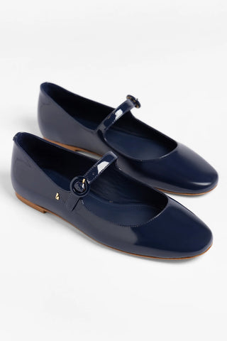 Blair Ballet Flat Indigo Patent Leather Flat Larroudé