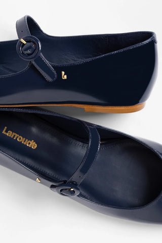 Blair Ballet Flat Indigo Patent Leather Flat Larroudé