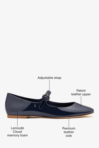 Blair Ballet Flat Navy Patent Leather Flat Larroudé